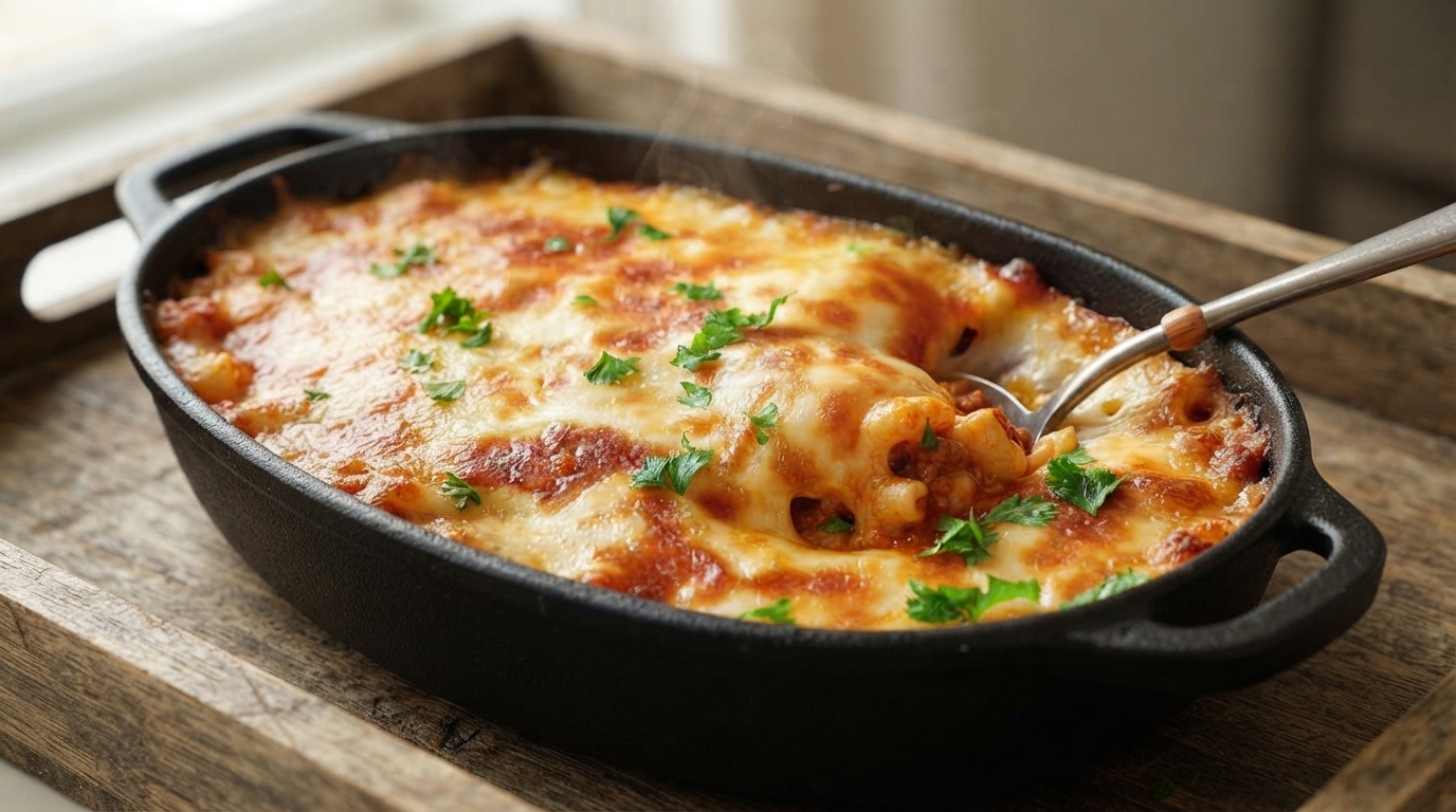 Pasta al Forno Gratinata con Salsa di Carne