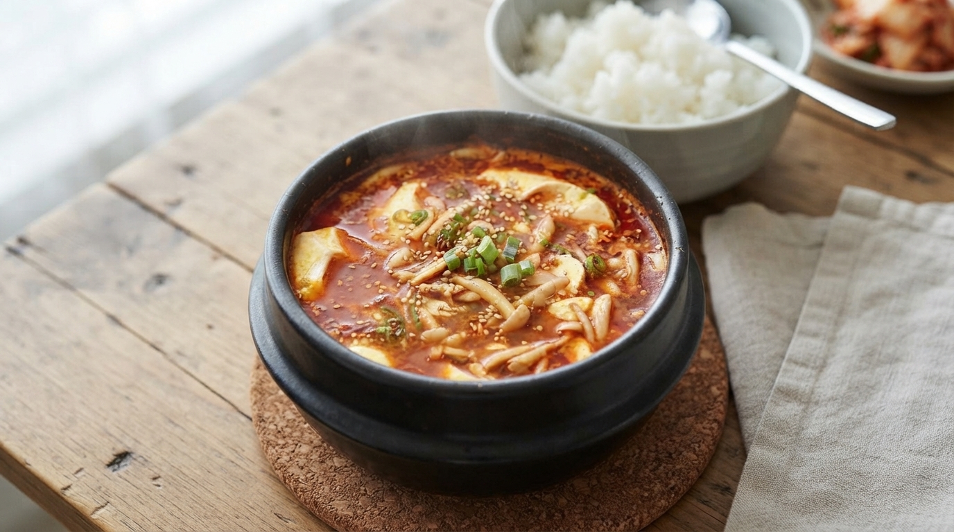 Zuppa Coreana Piccante di Tofu Morbido (Sundubu-jjigae)