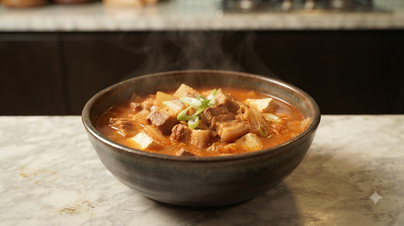 Zuppa Calda di Tofu e Kimchi con Maiale