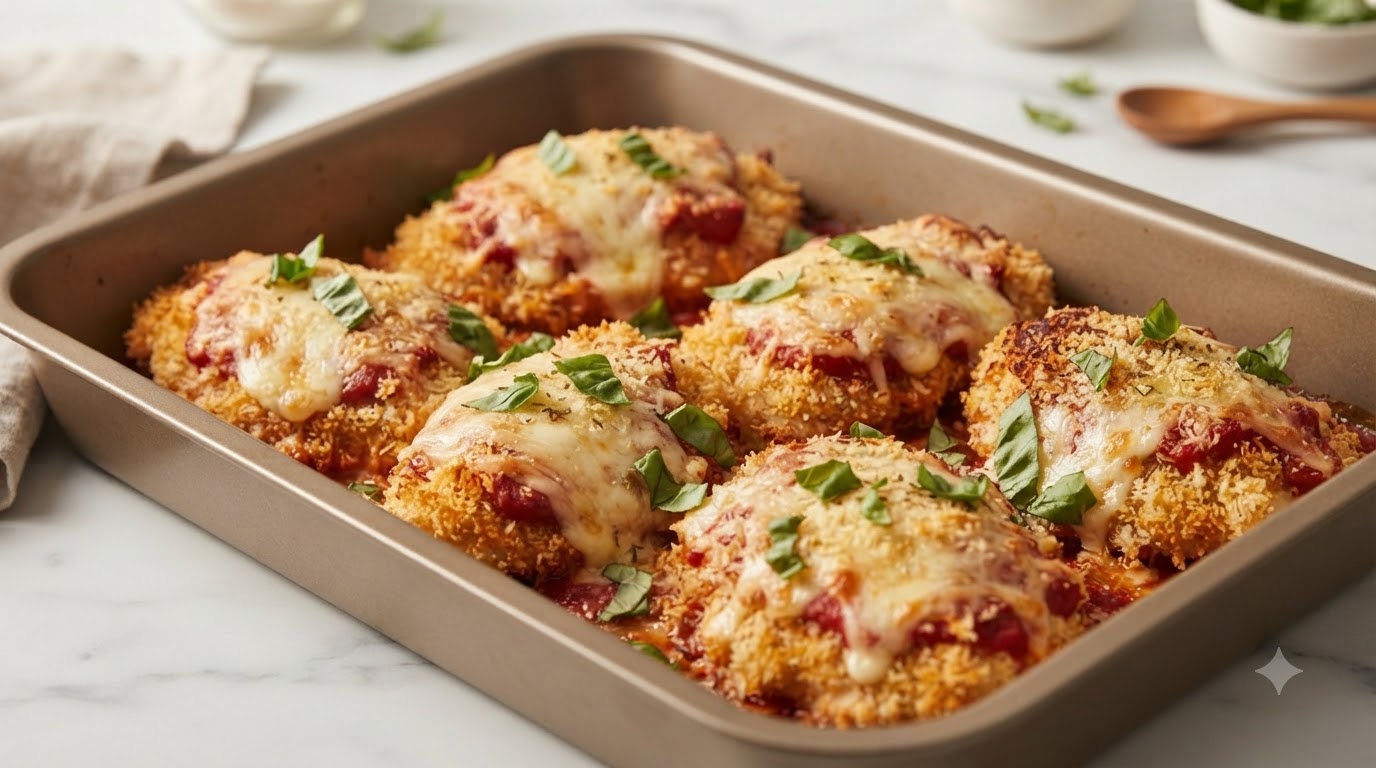 Pollo alla parmigiana al forno in stile italiano
