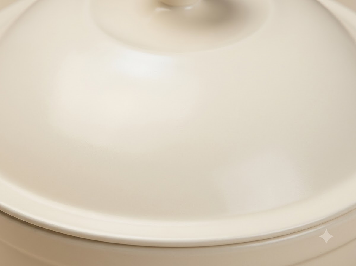 Una padella coperta che cuoce il pollo a vapore con il coperchio inserito.