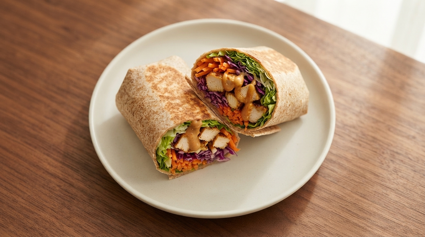 Wrap di Petto di Pollo con Burro d'Arachidi Agrodolce e Speziato
