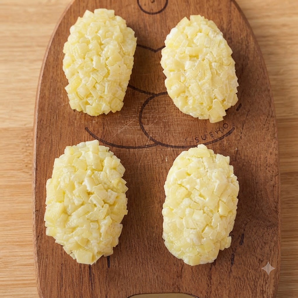 Bacchette di legno immerse in olio caldo con minuscole bolle che si formano intorno ad esse.