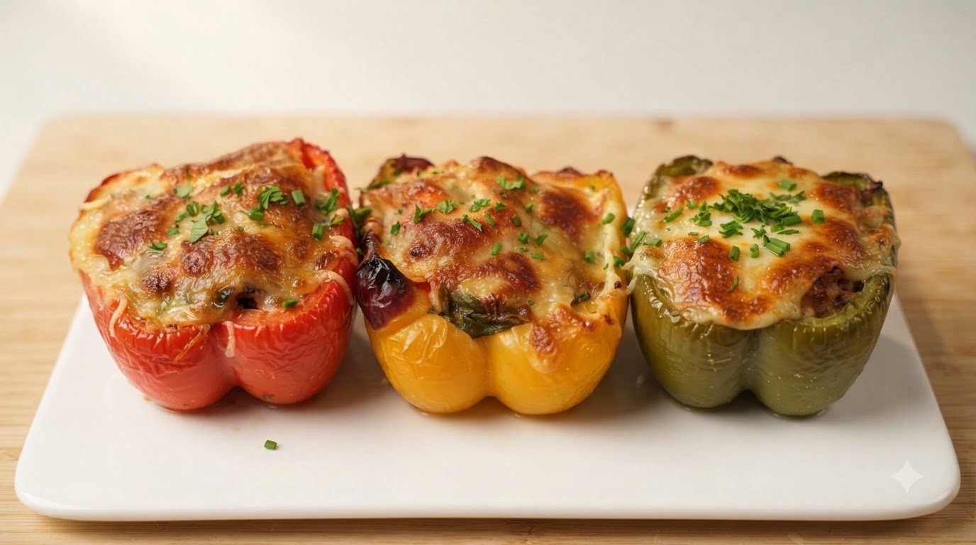 Peperoni Ripieni al Forno con Carne Macinata e Mozzarella