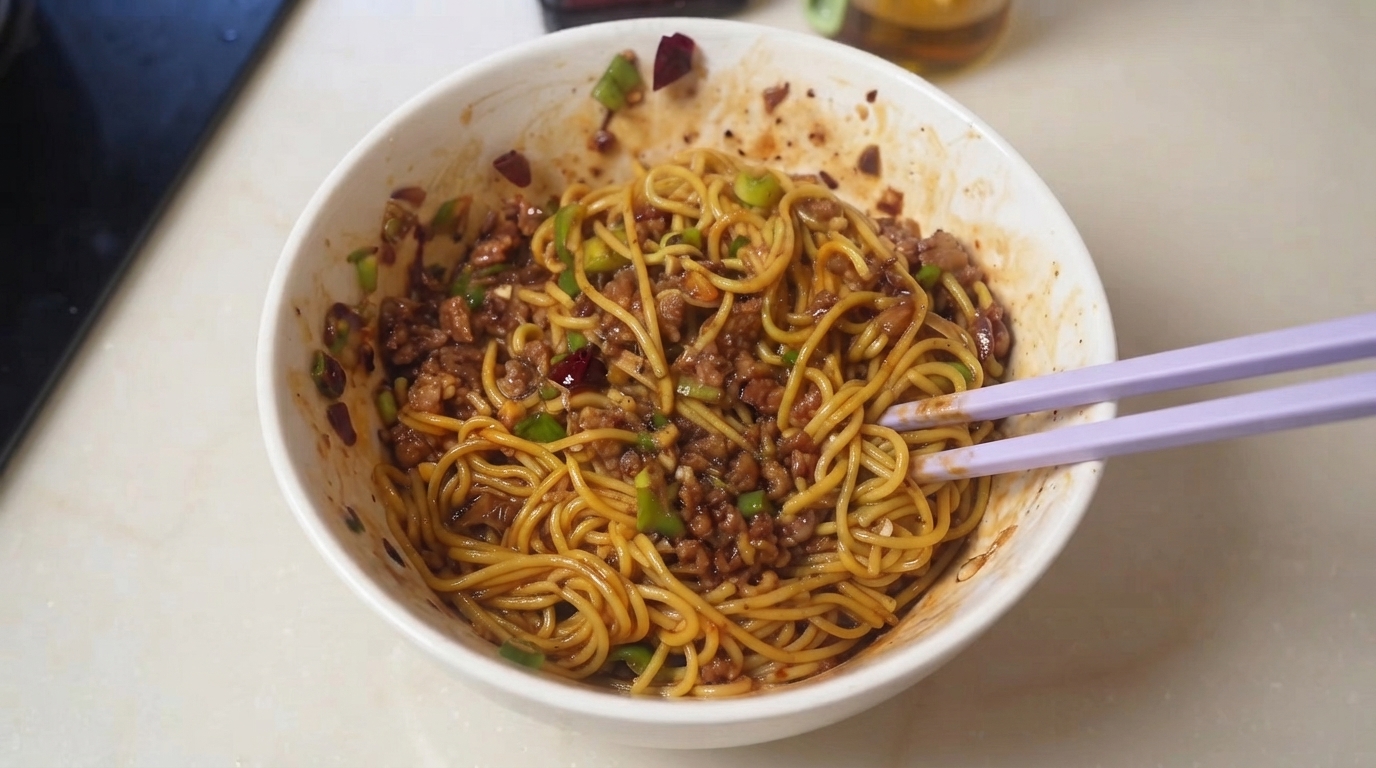 Spaghetti Saporiti con Carne Macinata e Salsa di Fagioli