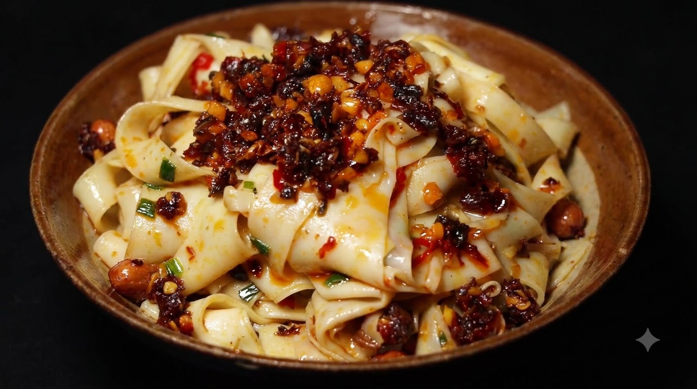 Noodles Piatti con Salsa di Peperoncino e Manzo