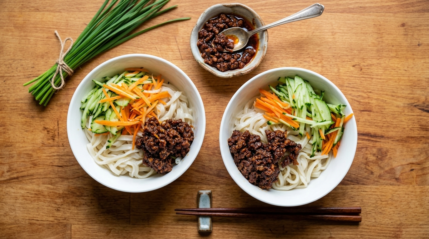 Autentico Zhajiangmian di Pechino (Noodles con Salsa Fritta)