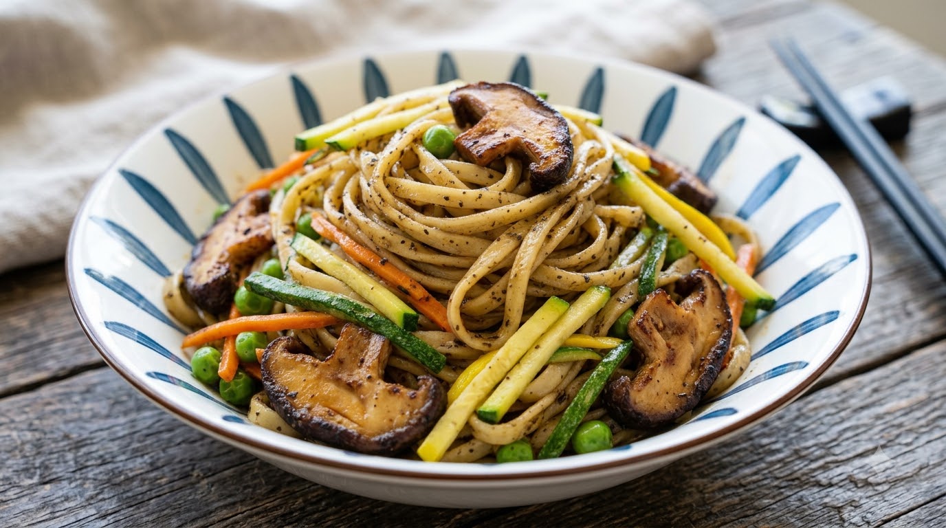 Noodles Misti con Tartufo Nero e Verdure