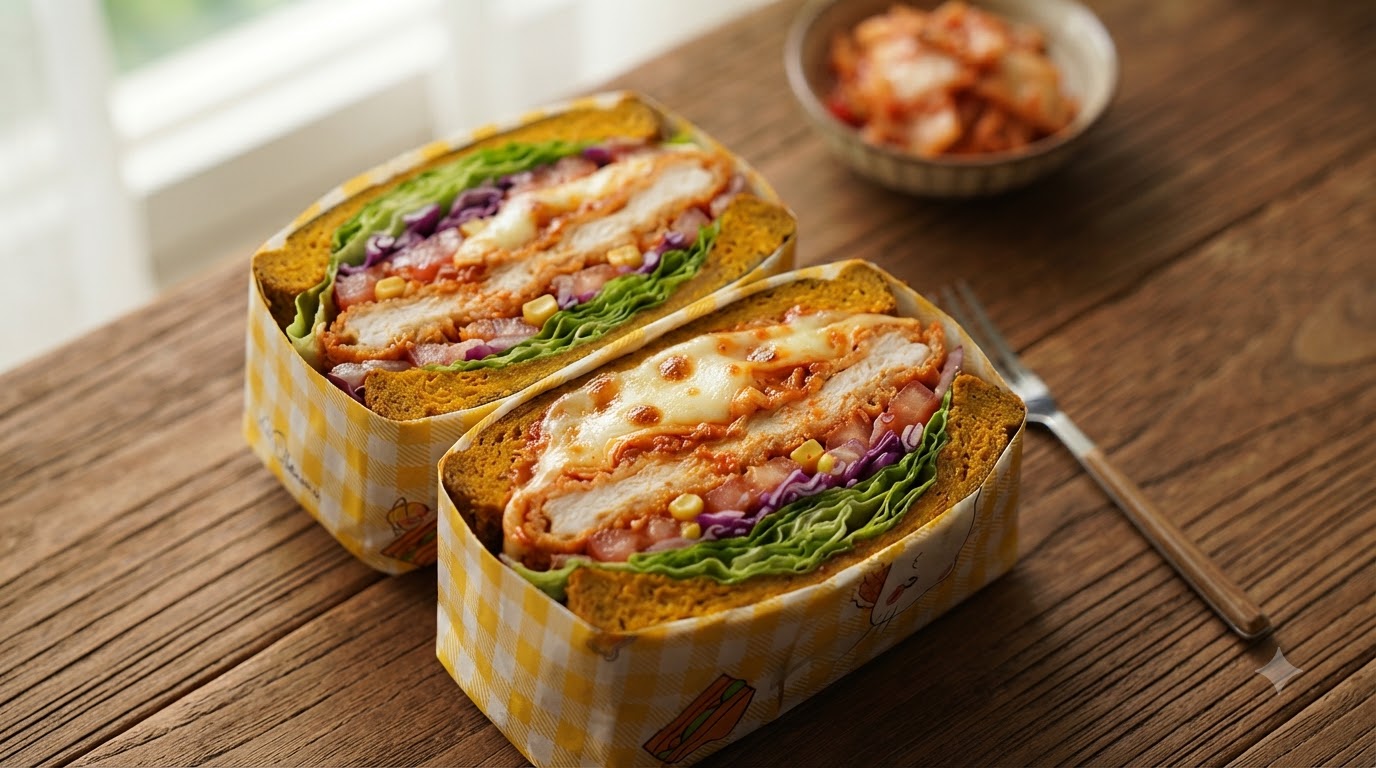 Panino Coreano al Kimchi, Formaggio e Doppio Pollo