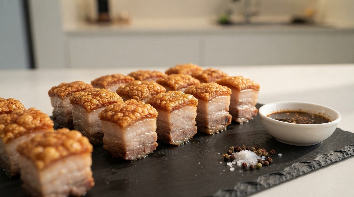 Pancetta di Maiale Croccante alla Cantonese in Friggitrice ad Aria