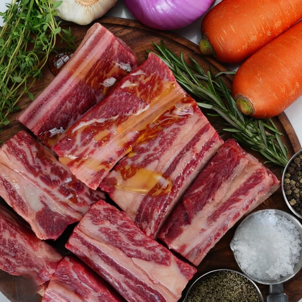Vino rosso versato da una bottiglia in una pentola con cipolle, carote e sedano saltati.