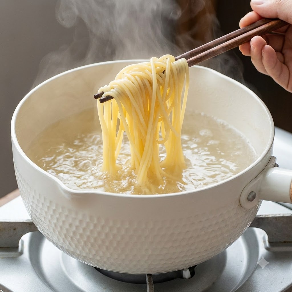 Olio da cucina versato in una padella calda con vapore che sale dal fornello.