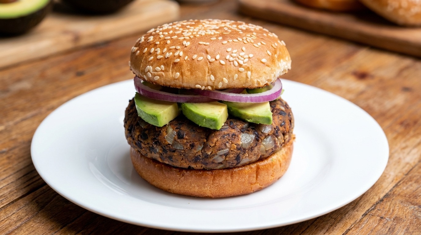 Classico Hamburger di Fagioli Neri Fatto in Casa