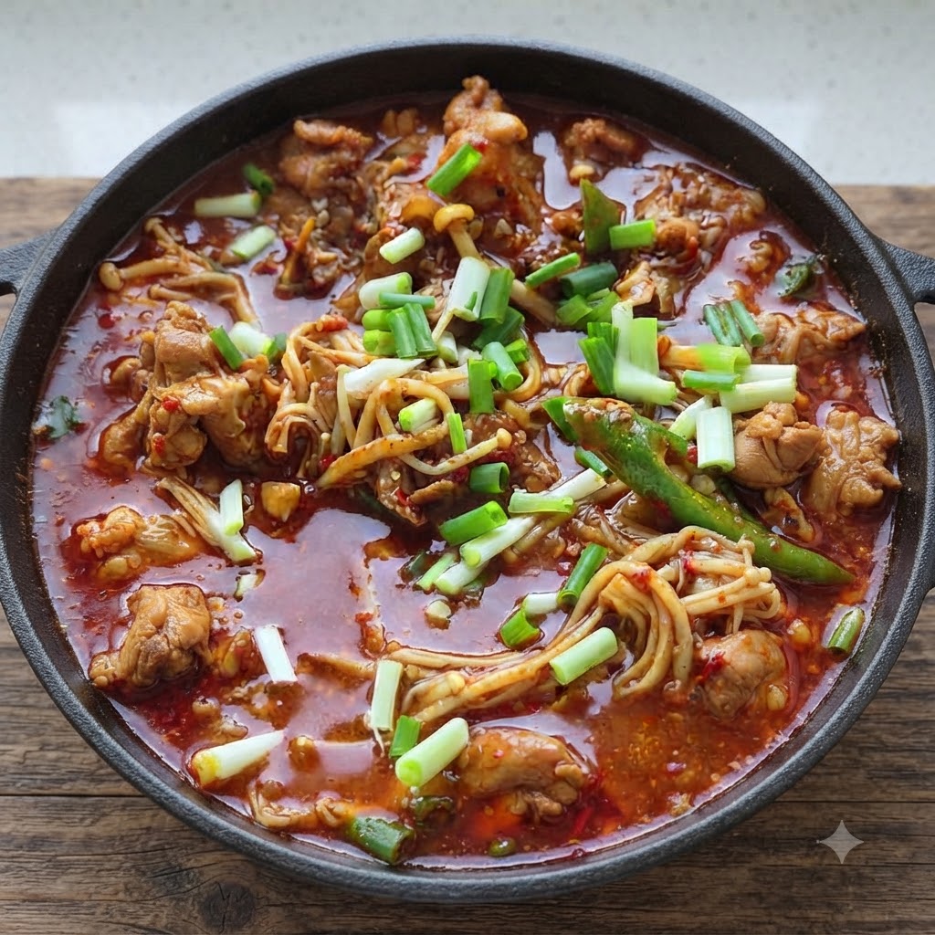Aglio e zenzero tritati aggiunti al wok con il pollo per saltare e rilasciare laroma.