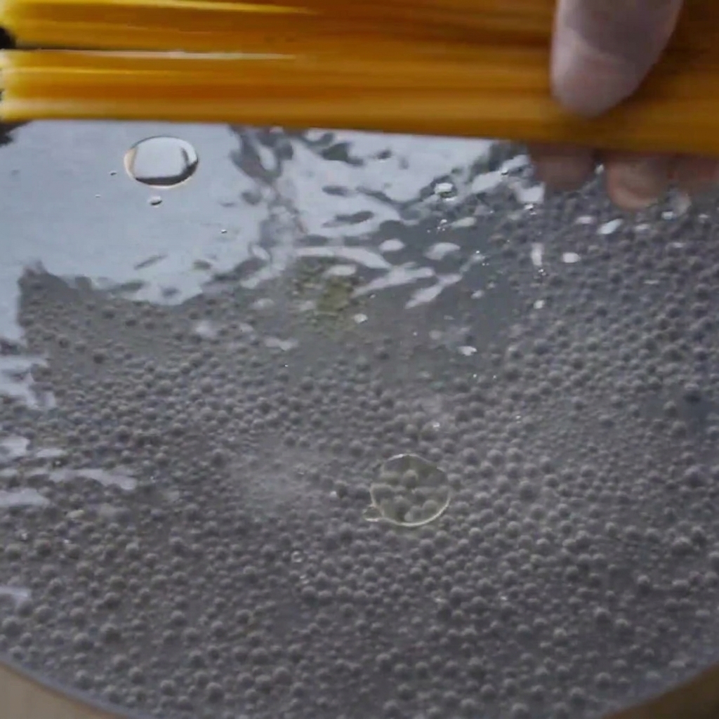 Spaghetti crudi immersi in una grande pentola di acqua bollente.