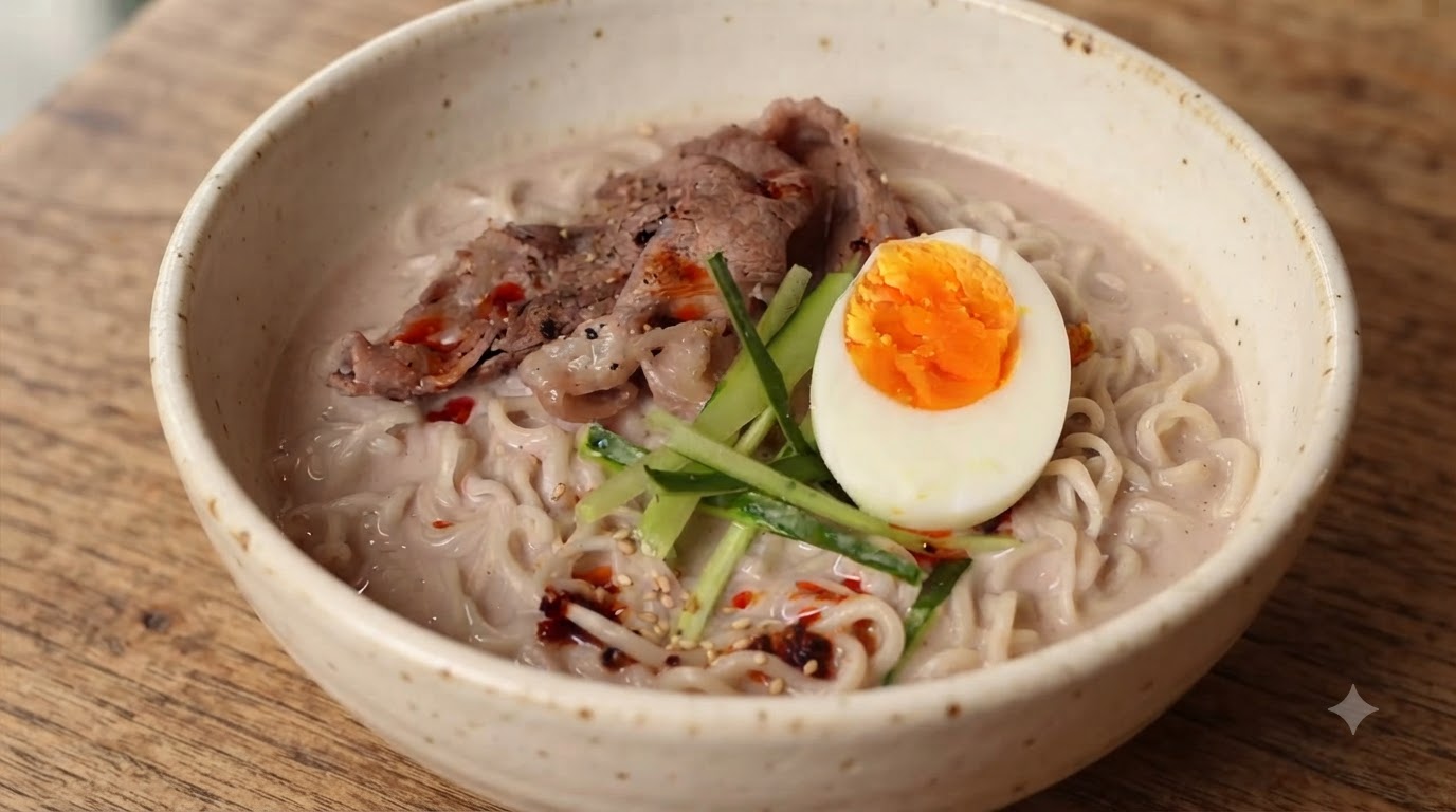 Spaghetti di Latte di Soia e Miso Cremoso con Manzo Wagyu