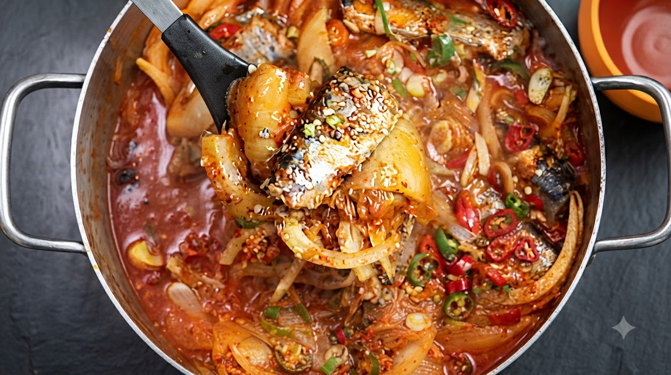 Sgombro Coreano Brasato con Kimchi (Kkongchi Kimchi Jjim)