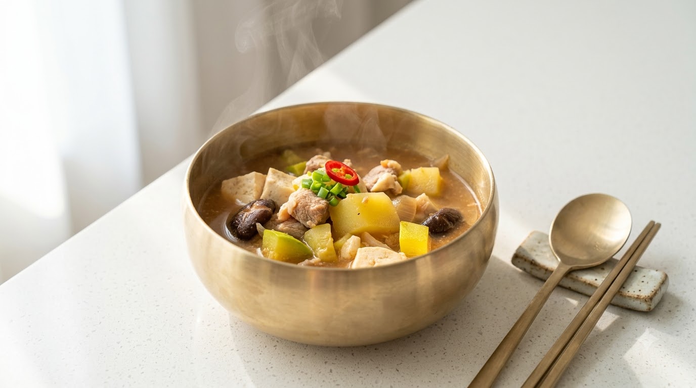 Autentico Doenjang Jjigae Coreano (Stufato di Pasta di Soia)
