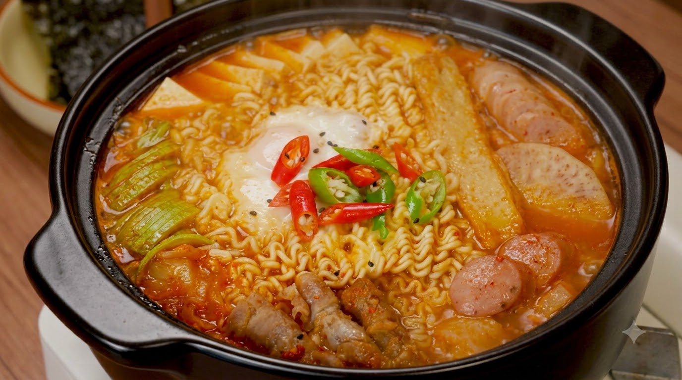 Autentico stufato militare coreano (Budae Jjigae)