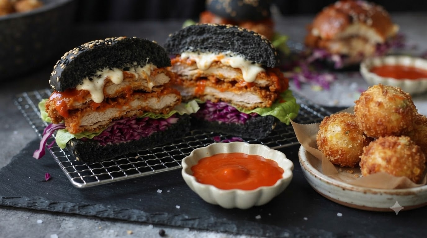 Panino Croccante con Nuggets di Pollo Buffalo e Polpette di Patate Filanti