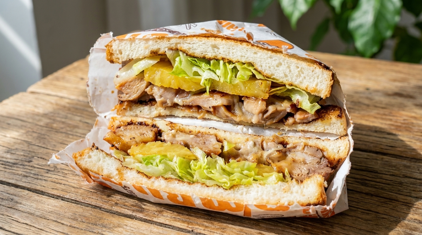 Panino con Pollo Teriyaki e Ananas Grigliato