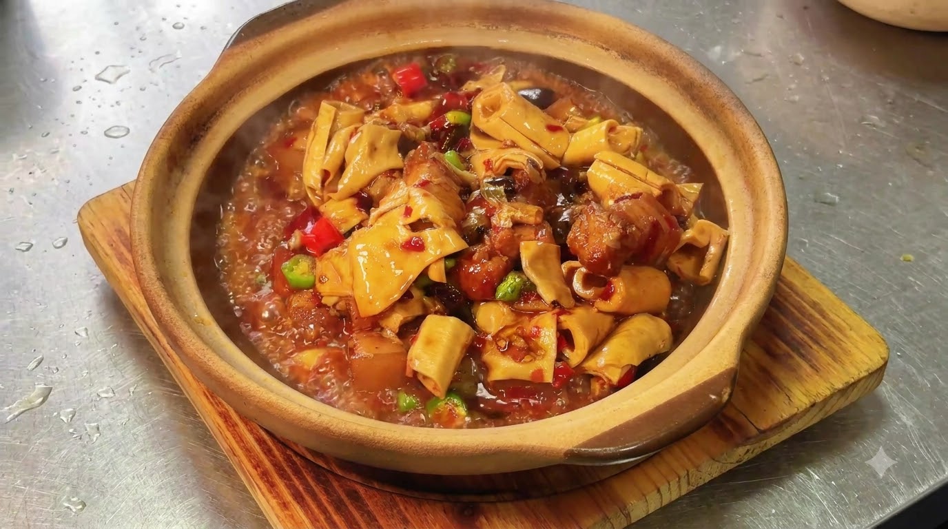 Pancetta di Maiale Brasata con Involtini di Pelle di Tofu