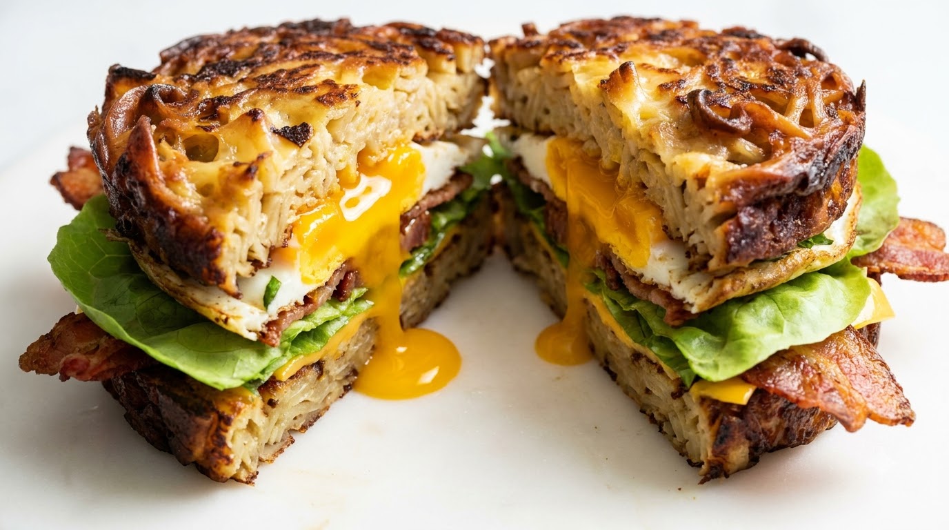 Panino Croccante con Kugel, Uovo all'Occhio di Bue e Pancetta