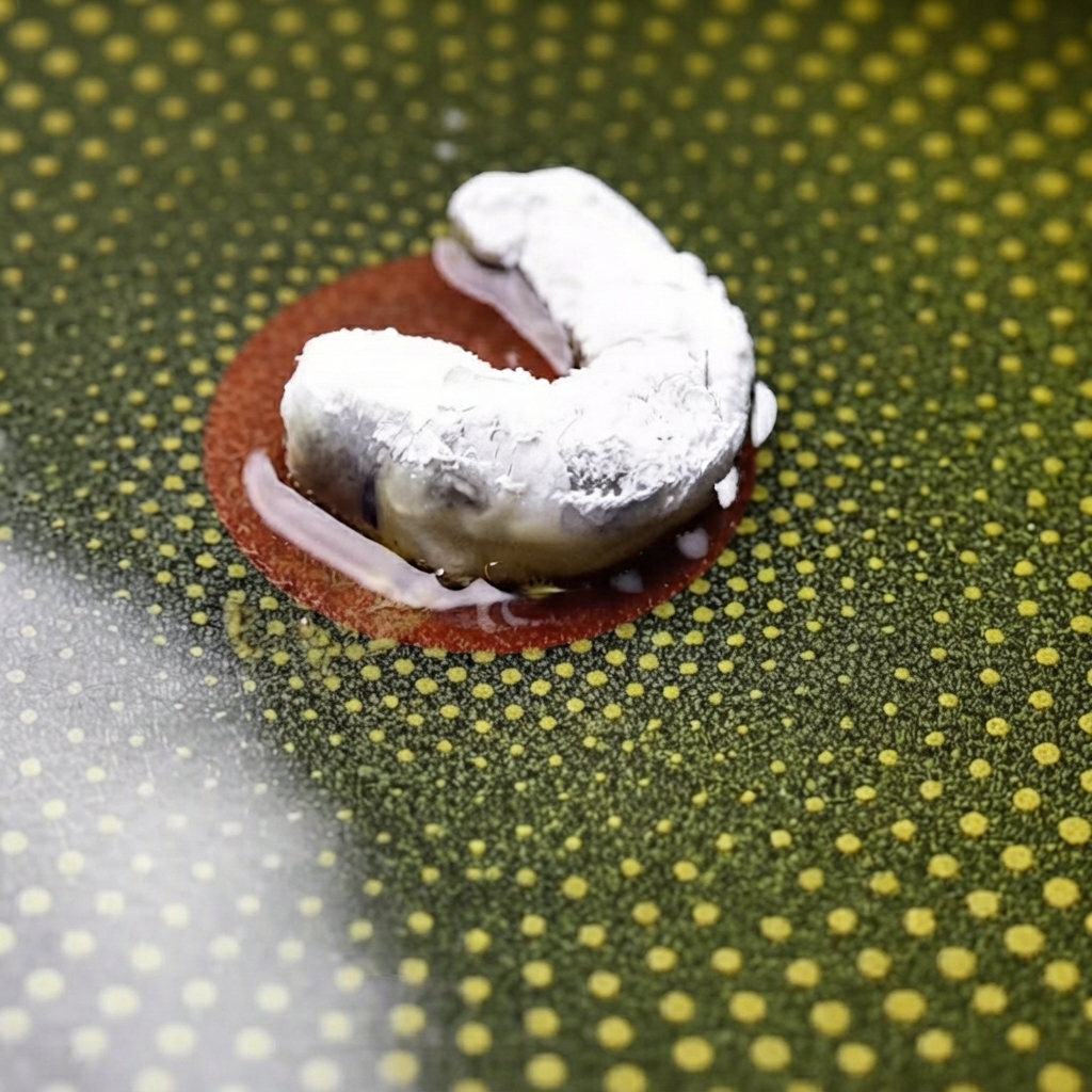 Un gambero infarinato che frigge in padella con olio caldo fino a doratura.