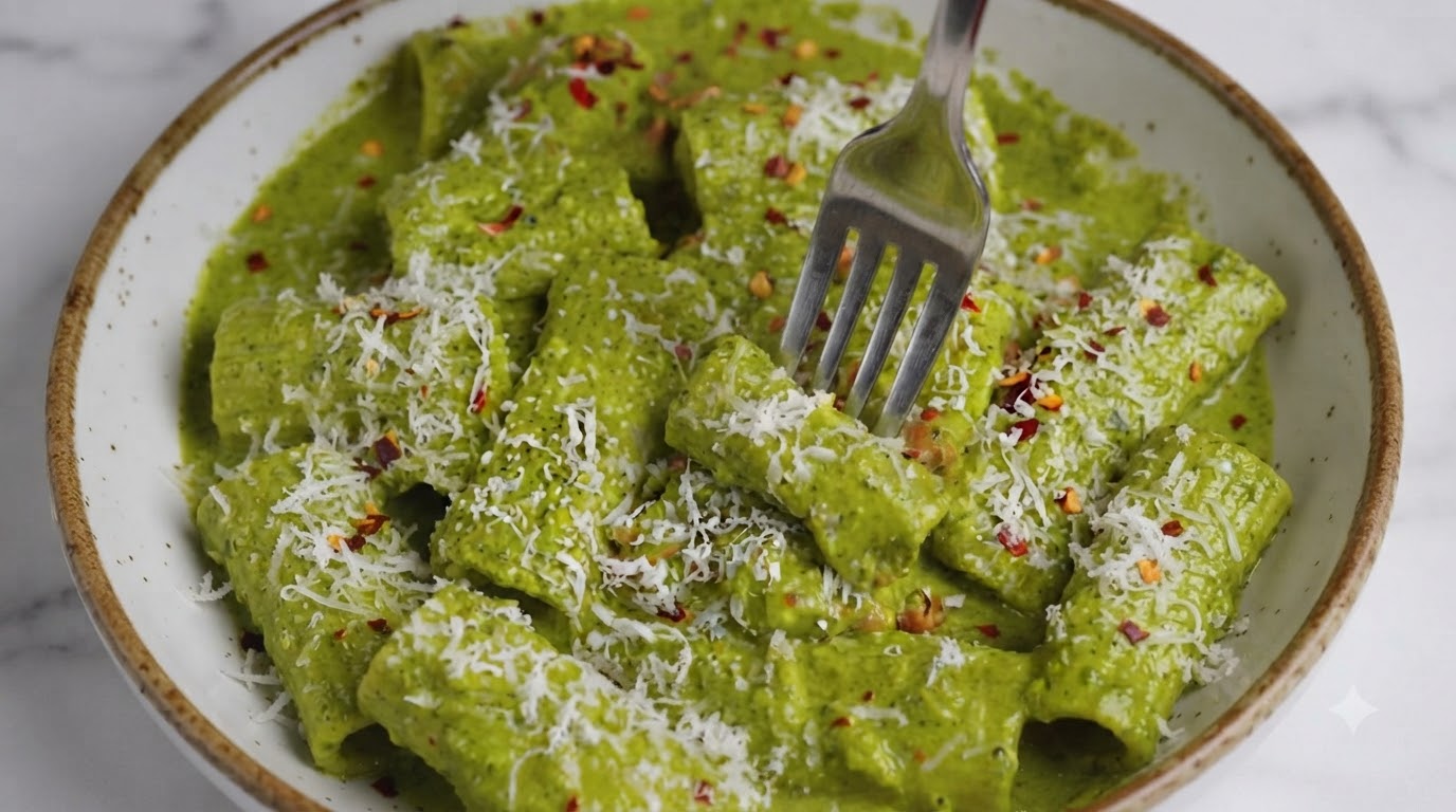 Rigatoni al Pesto con Pomodorini