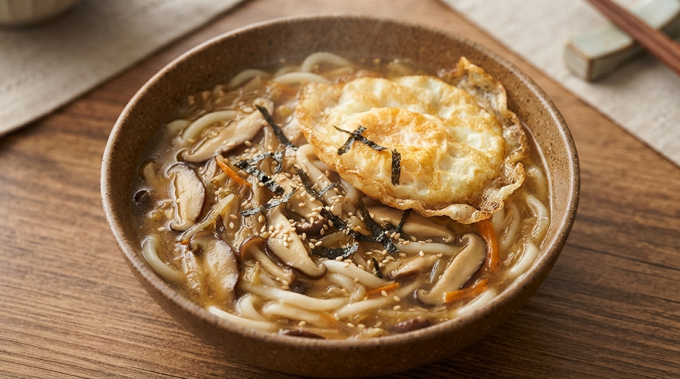Zuppa di noodle vegetariana ai funghi