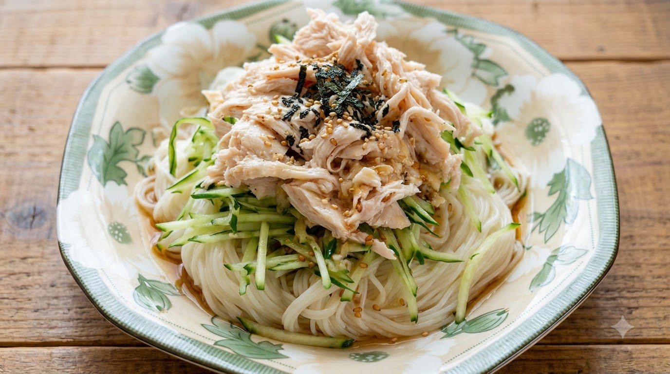 Spaghetti Freddi Giapponesi con Pollo Sfilacciato
