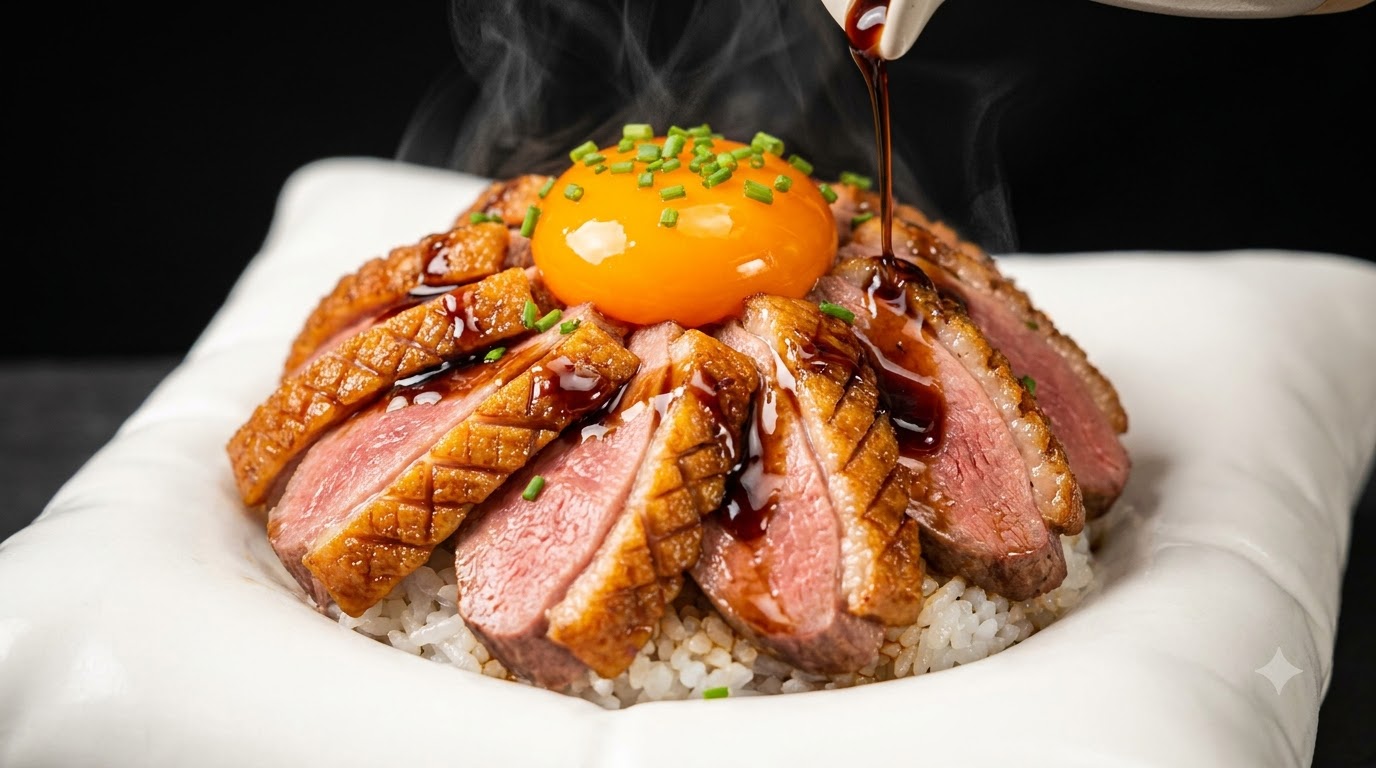 Donburi di Anatra Croccante con Tuorlo d'Uovo Marinato