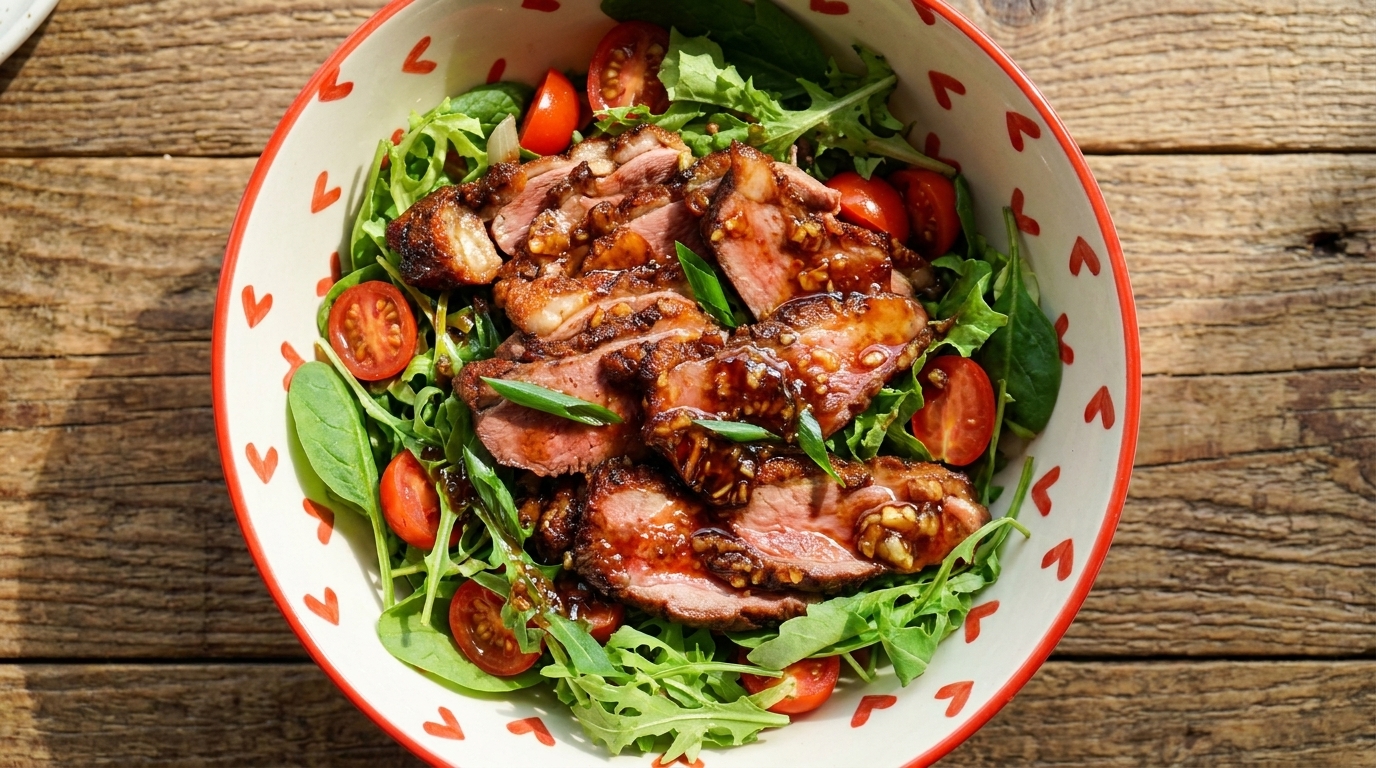 Insalata di Petto d'Anatra alla Francese con Glassa alla Soia e Miele