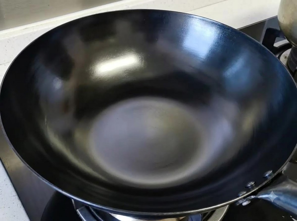 Vino da cucina e liquore bianco che si scaldano in un wok.