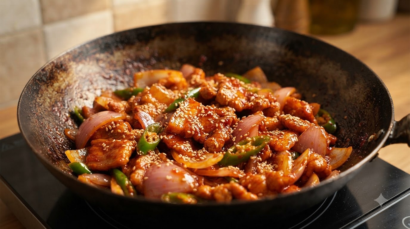 Pancetta di maiale piccante saltata in padella (Daeji Bulgogi)