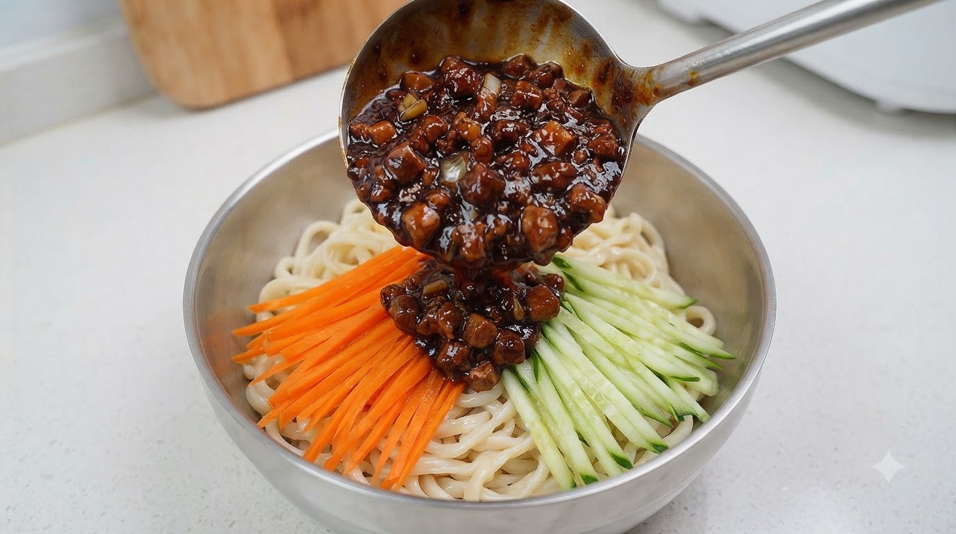 Autentico Zhajiangmian di Pechino (Noodles con Salsa Fritta)