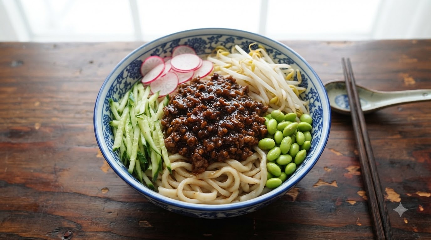 Spaghetti con Salsa di Carne Fritta alla Pechinese (Zhajiangmian)