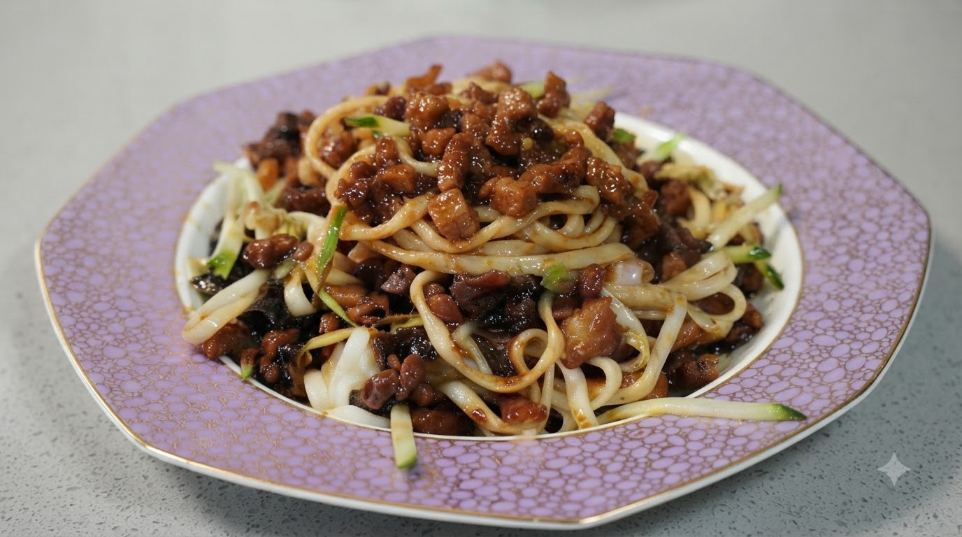 Zha Jiang Mian Autentico (Noodles con Salsa Fritita)