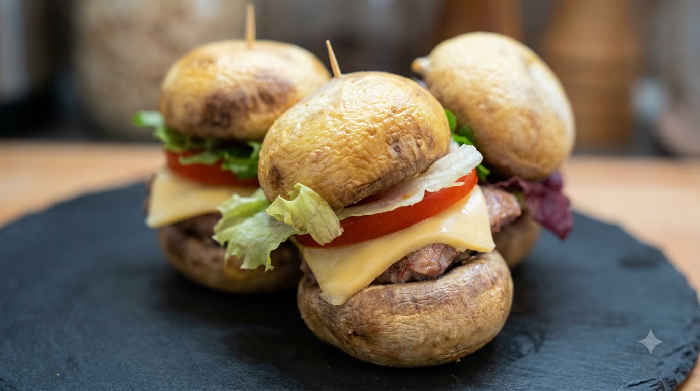 Mini Amburger di Funghi Croccanti in Friggitrice ad Aria
