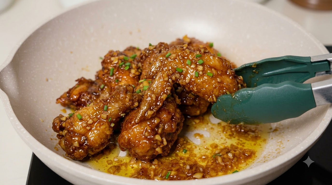 Pollo Fritto Croccante al Miele, Aglio e Burro